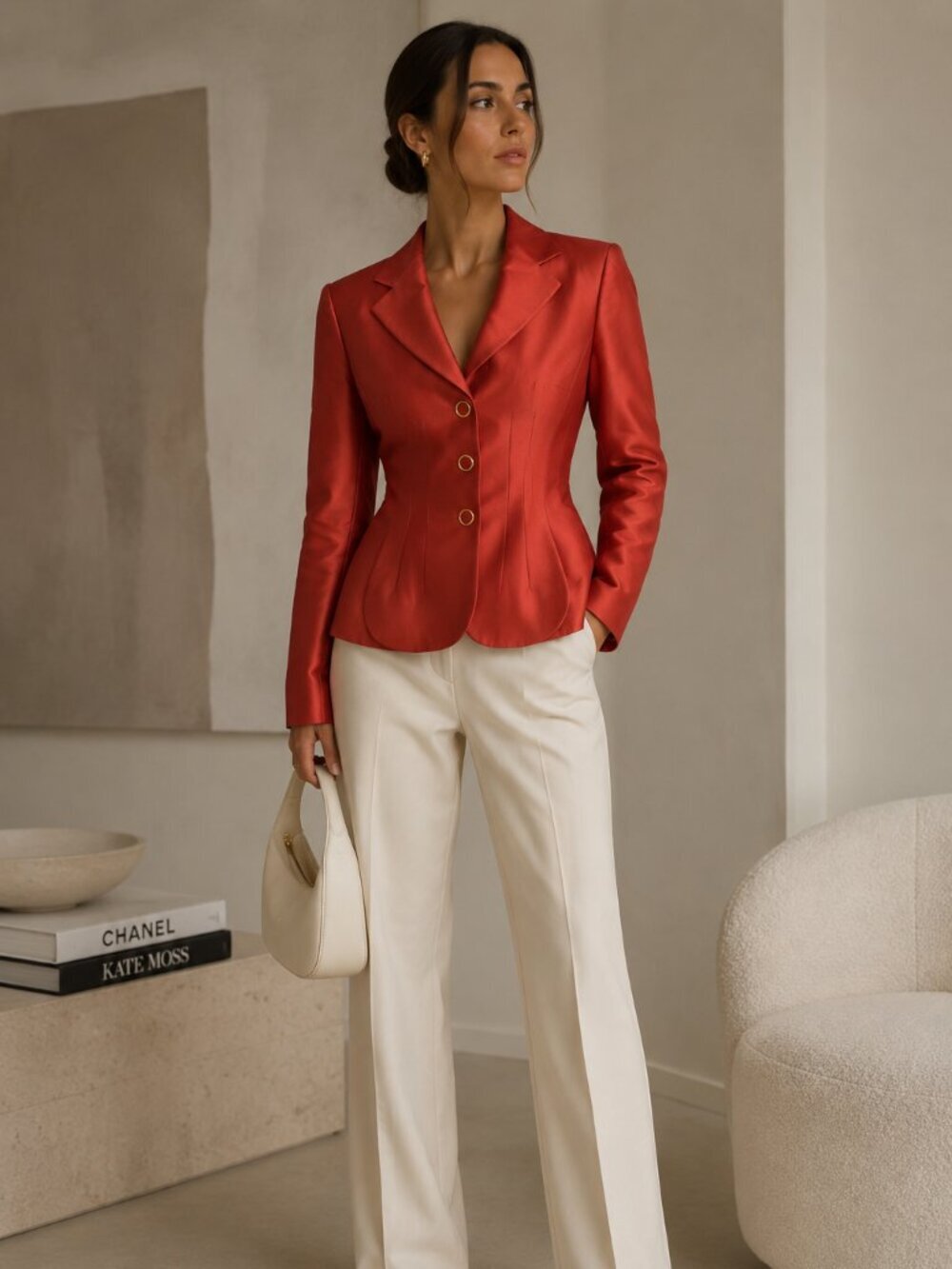 ESCADA Vintage Orange Tailored Evening Blazer Jacket Pleated Waist Sz 34/US 2